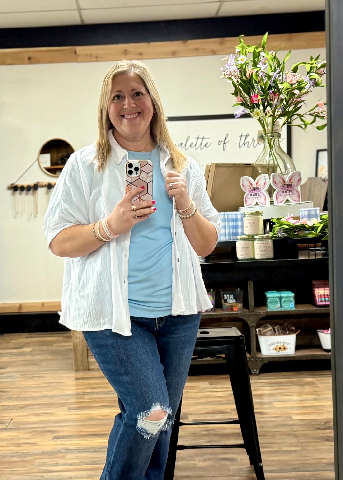 Light Blue Short Sleeve Basic Tee