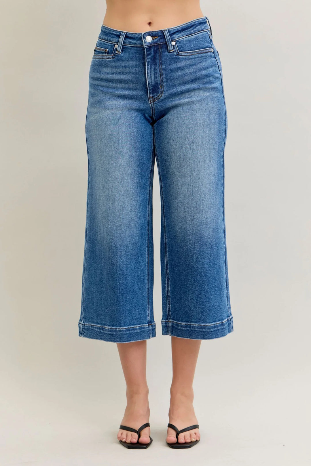 Judy Blue 881006 - Mid Rise Wide Crop Denim