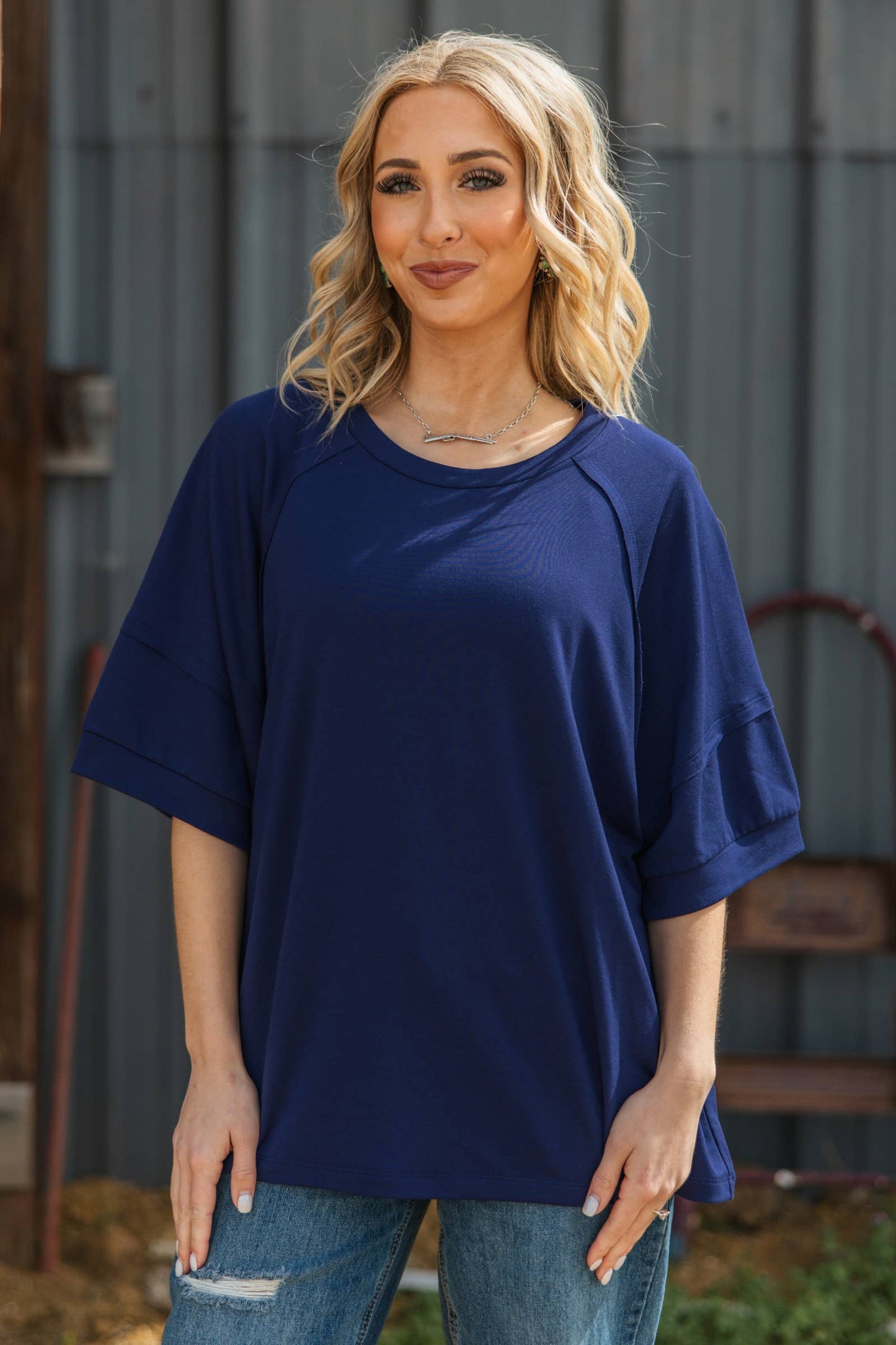 Oversized Relaxed Fit Terry Top: APRICOT SPLASH