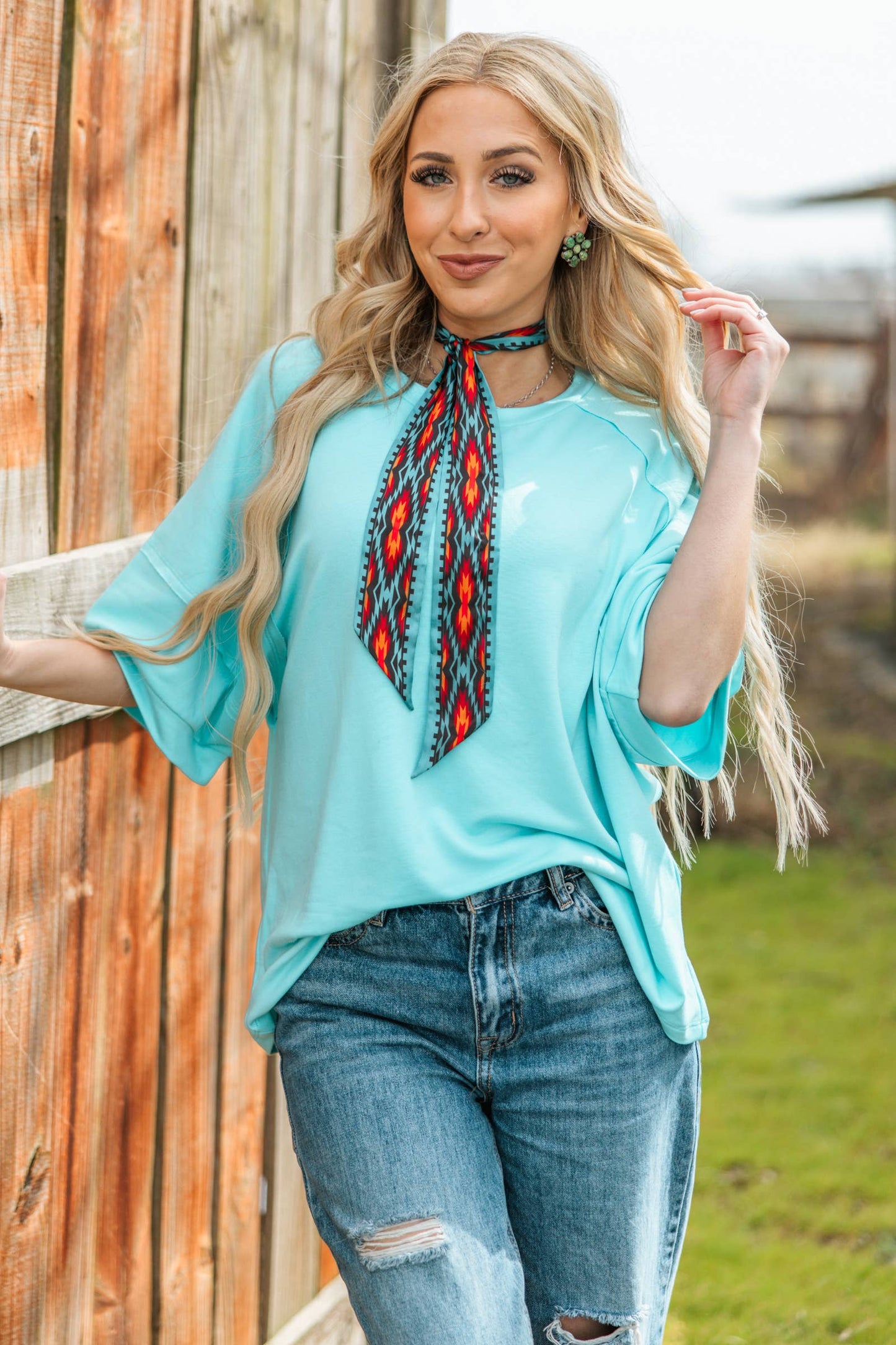 Oversized Relaxed Fit Terry Top: APRICOT SPLASH