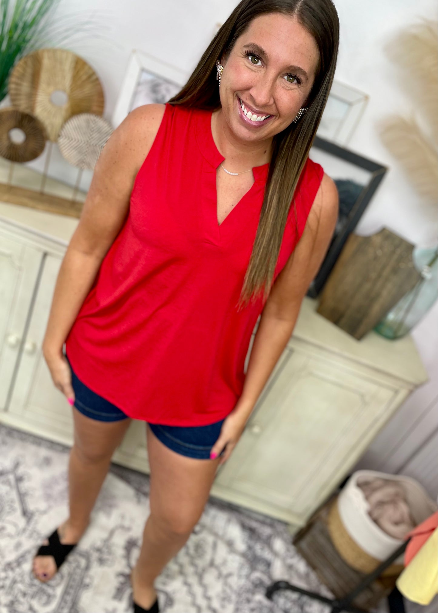 Red Sleeveless Tank Top