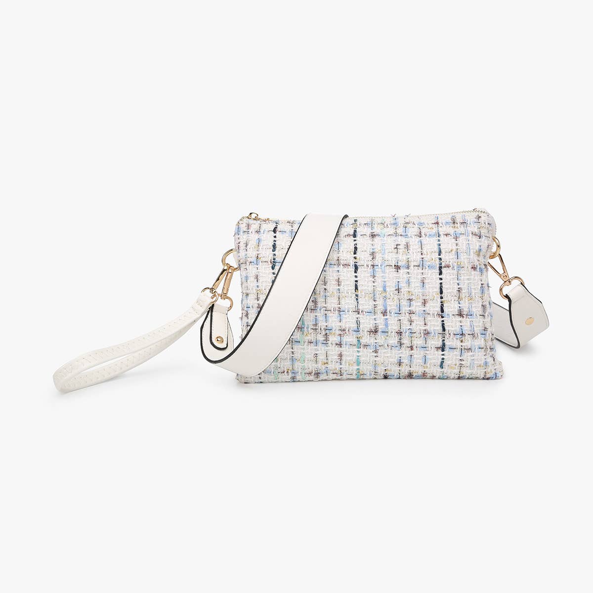 White - Izzy Tweed Crossbody c w/ Guitar Strap