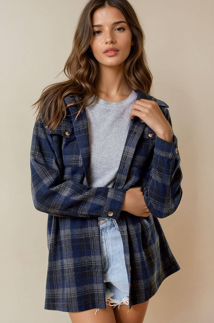 Midnight Campfire Plaid Hooded Jacket