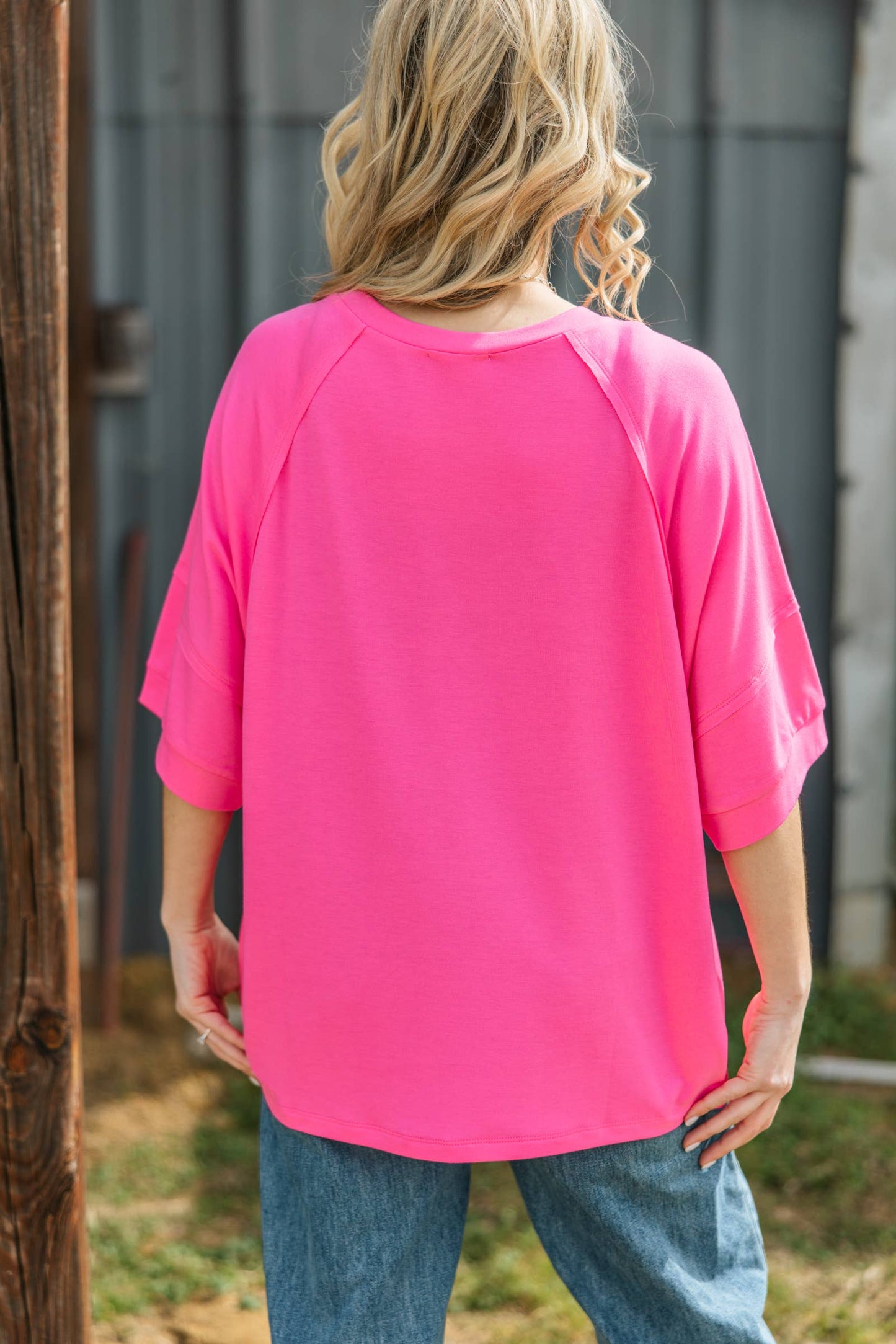 Oversized Relaxed Fit Terry Top: APRICOT SPLASH