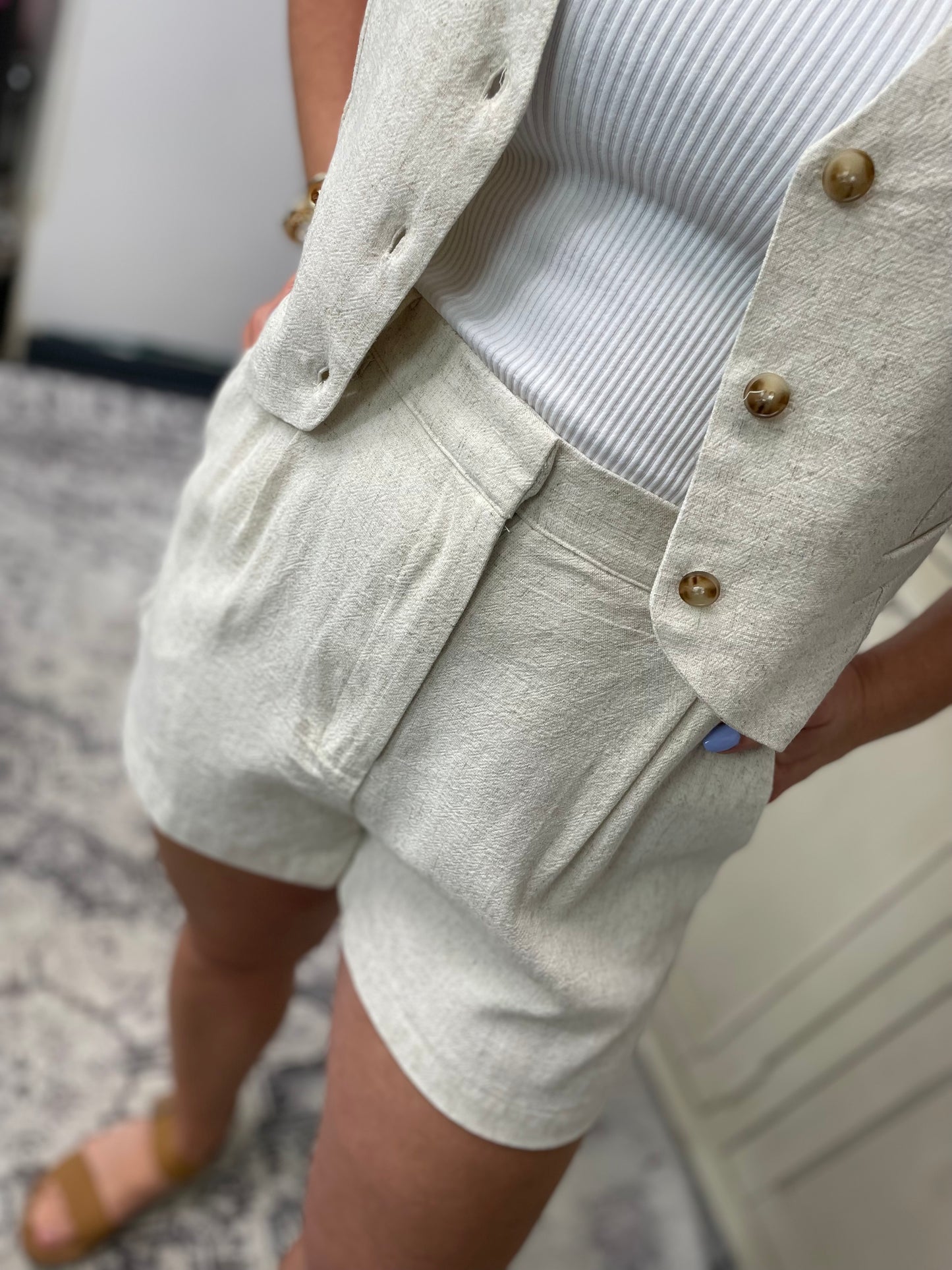 Rayon Linen Shorts: OATMEAL