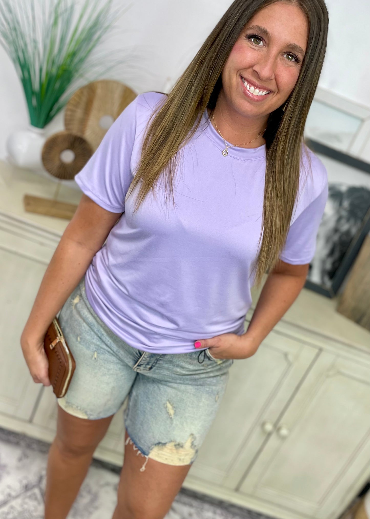 Lavender Short Sleeve Basic Tee