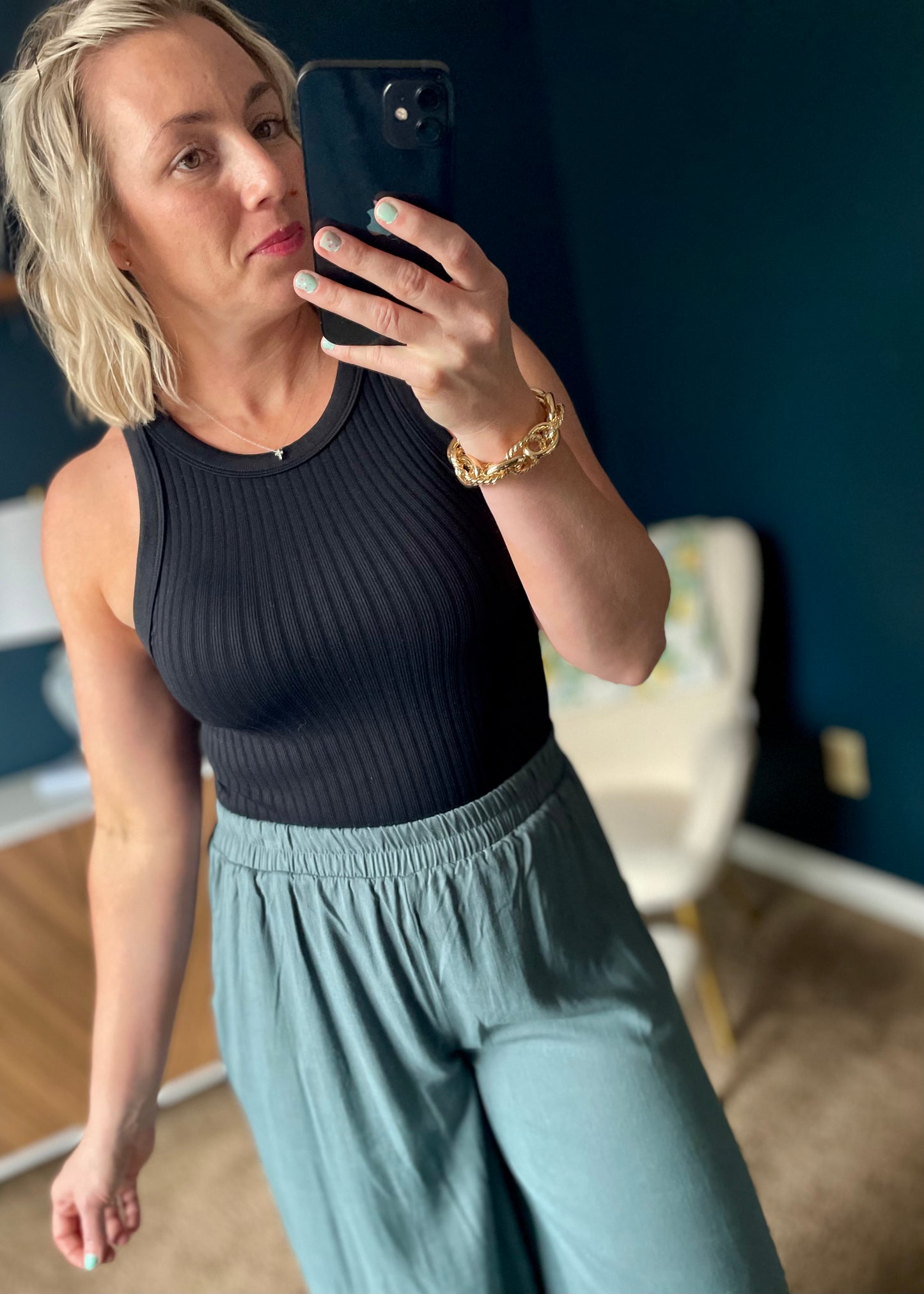 Black Ribbed Tank Top