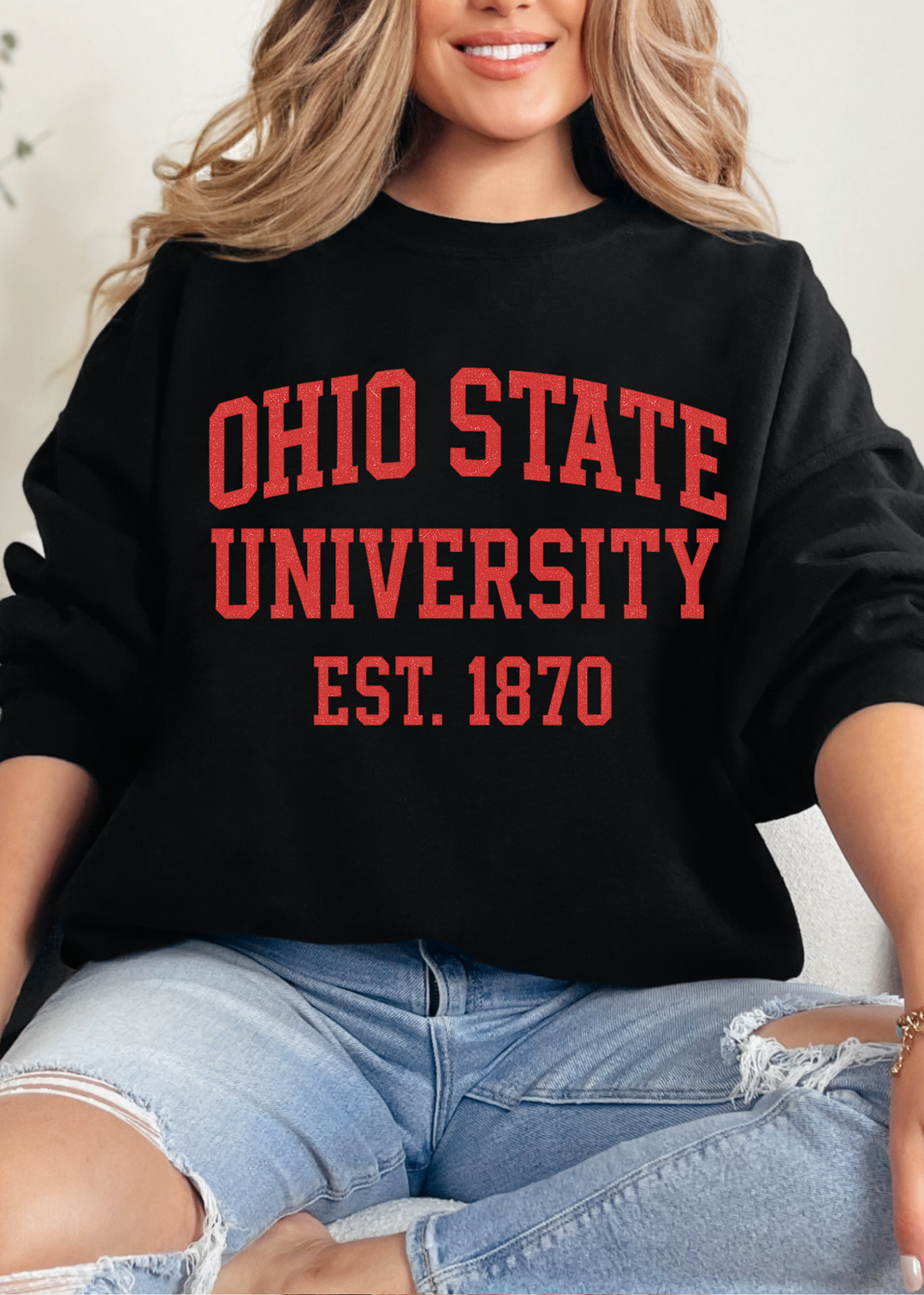 UNIVERSITY GRAPHIC TEE OR PULLOVER