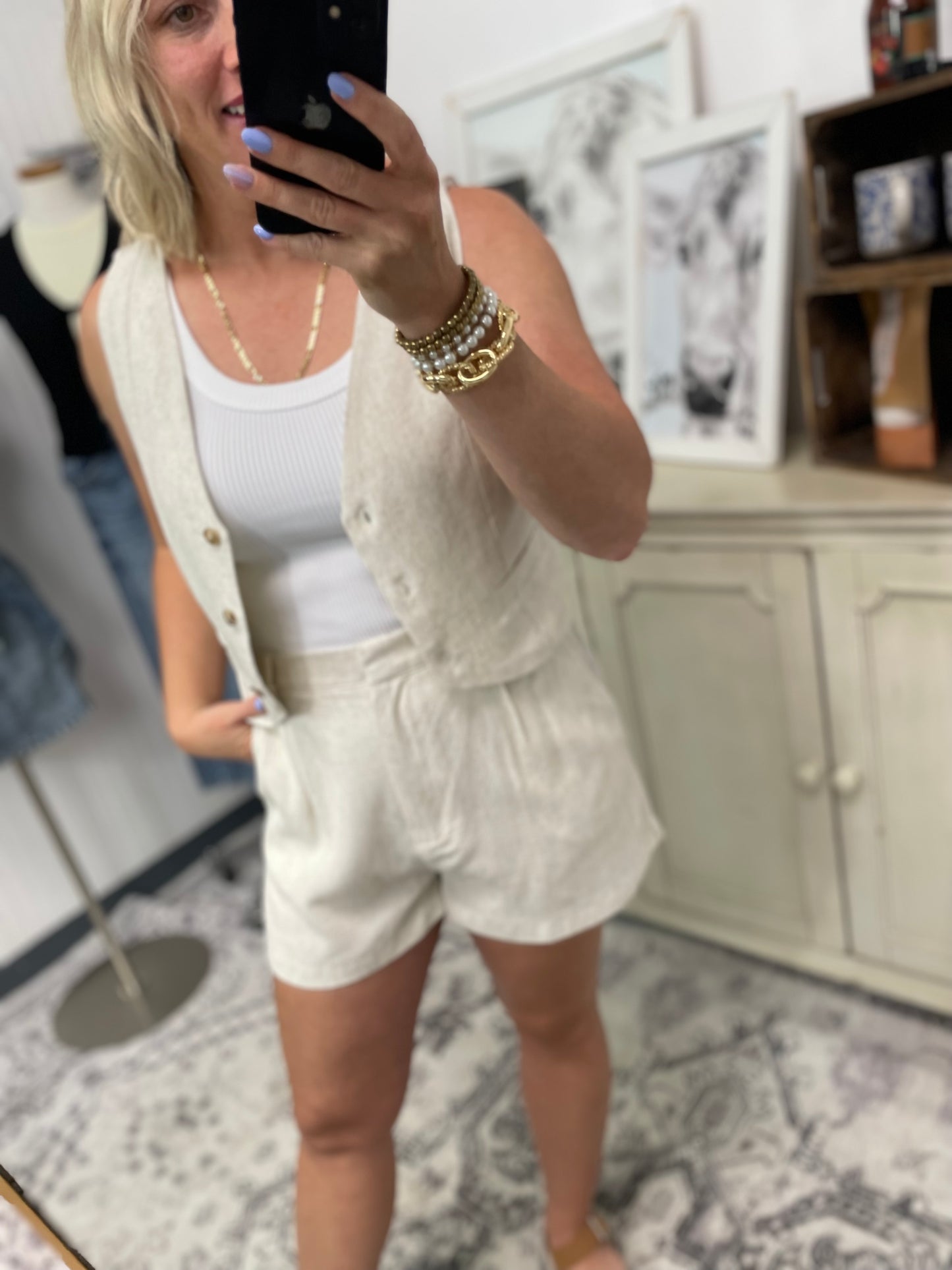 Rayon Linen Shorts: OATMEAL