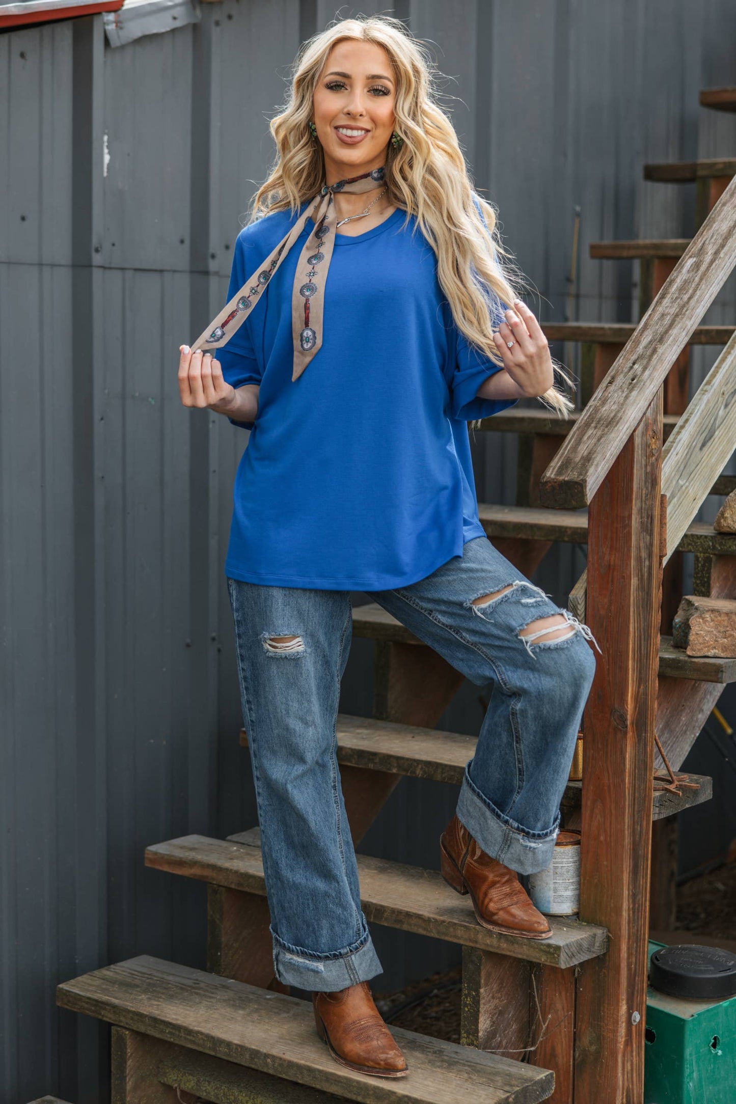 Oversized Relaxed Fit Terry Top: APRICOT SPLASH
