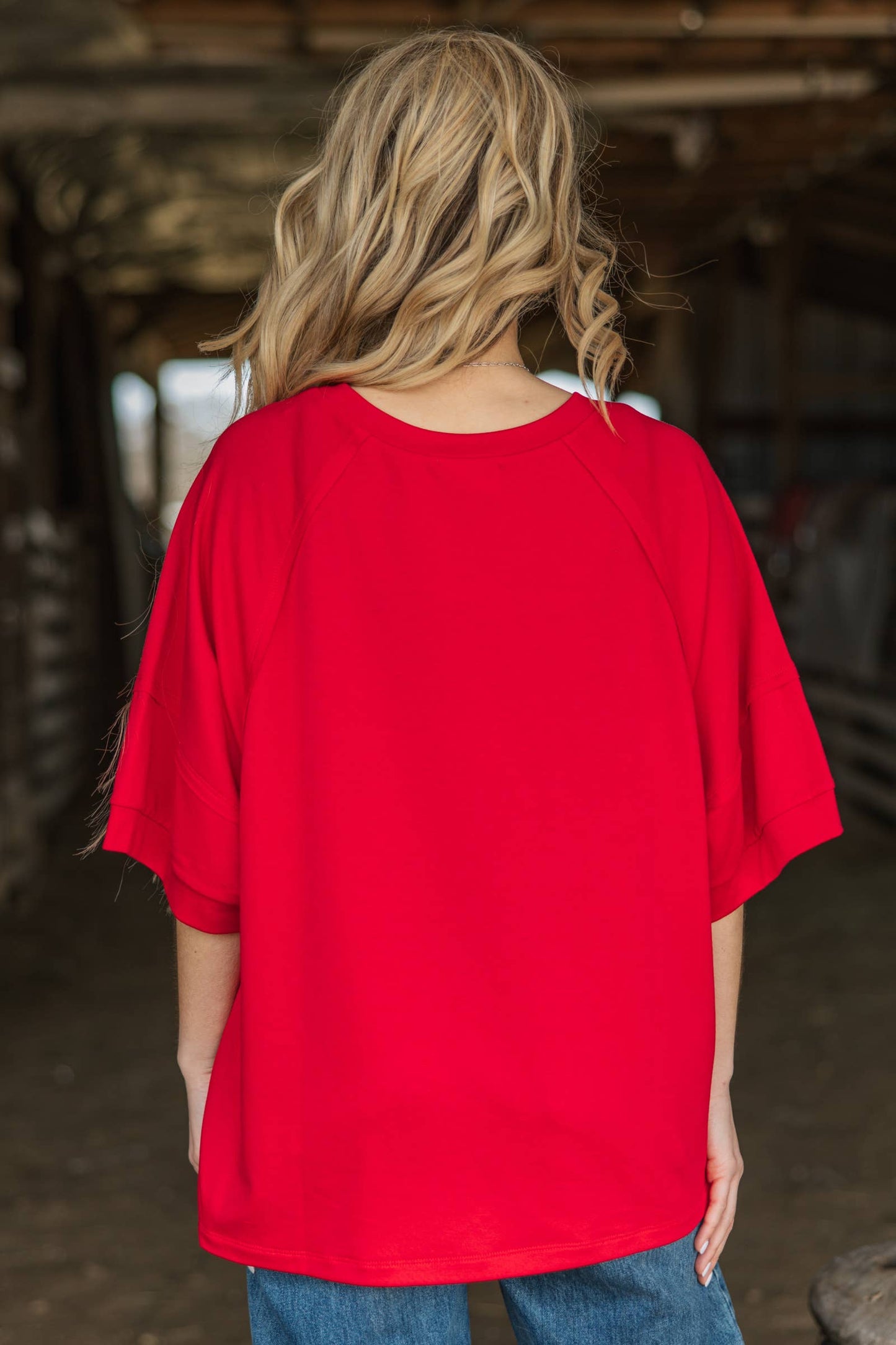 Oversized Relaxed Fit Terry Top: APRICOT SPLASH
