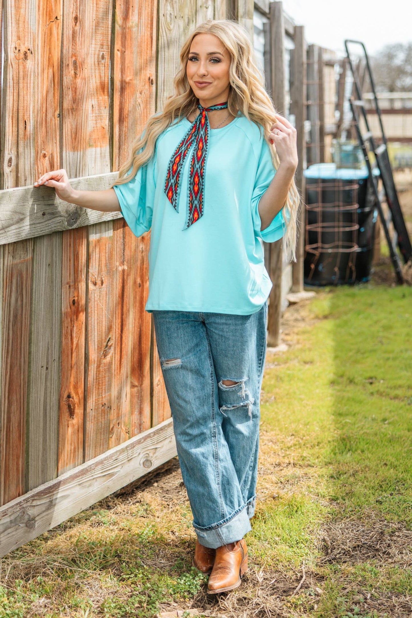 Oversized Relaxed Fit Terry Top: APRICOT SPLASH