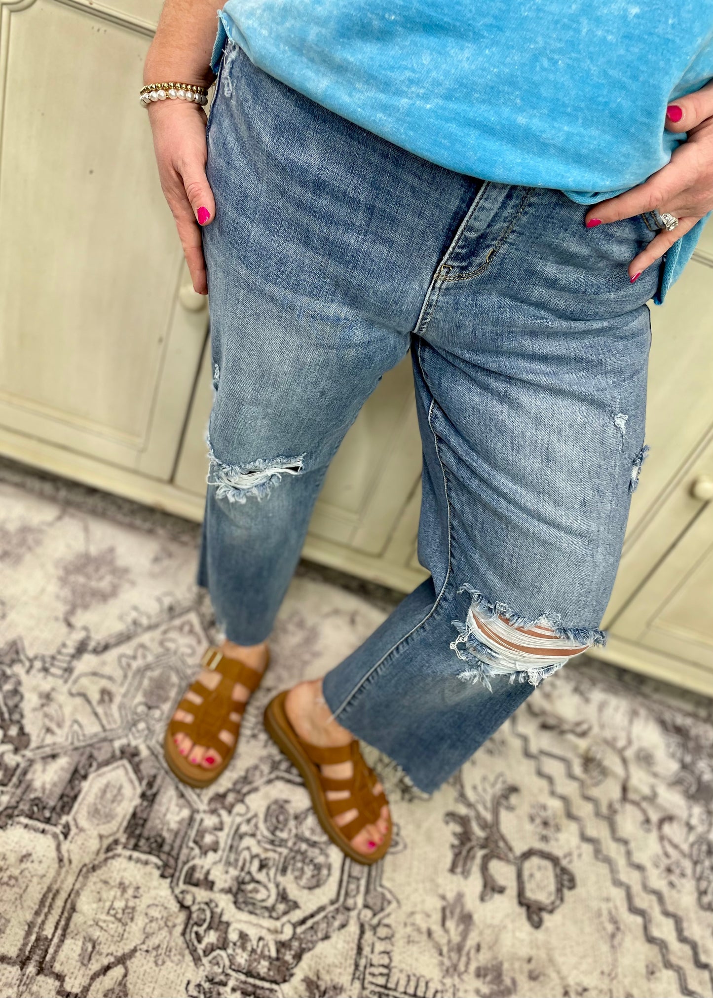 Judy Blue JB82256 - High Rise Distressed Wide Leg Crop