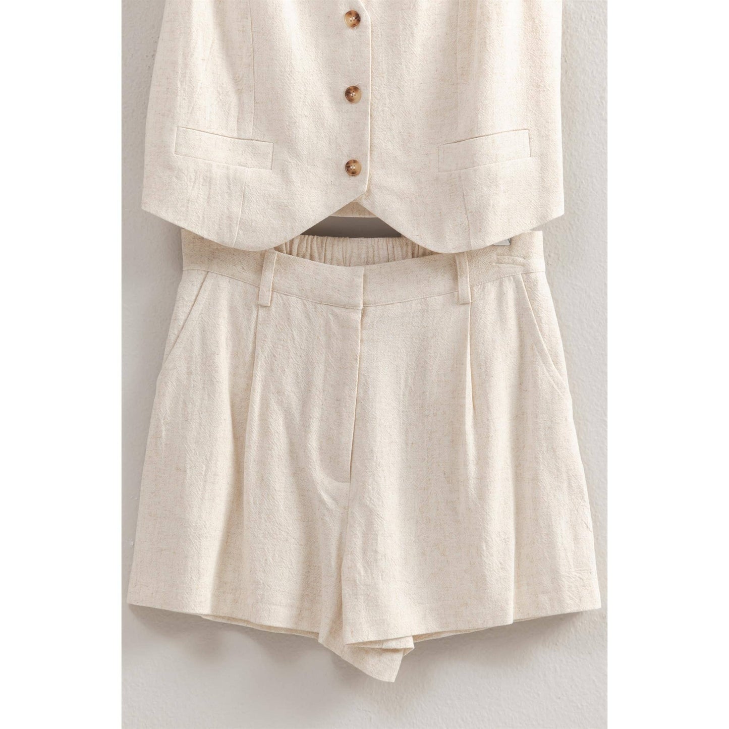 Rayon Linen Shorts: OATMEAL
