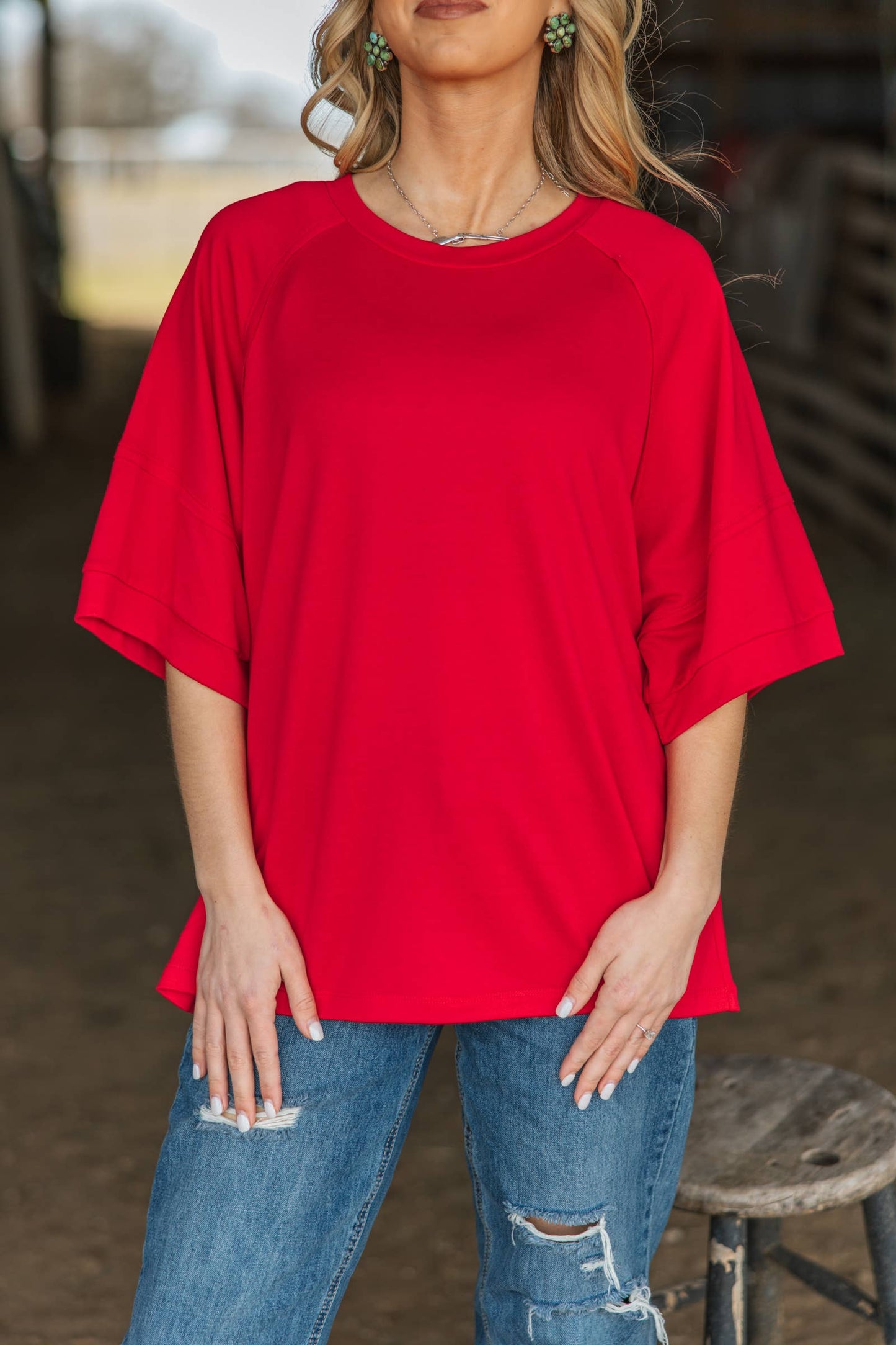 Oversized Relaxed Fit Terry Top: APRICOT SPLASH