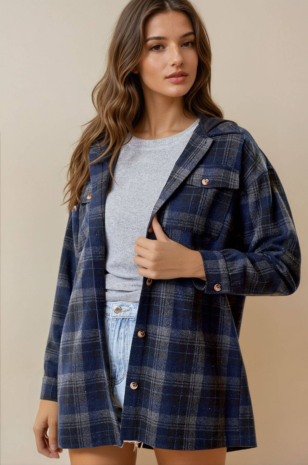 Midnight Campfire Plaid Hooded Jacket