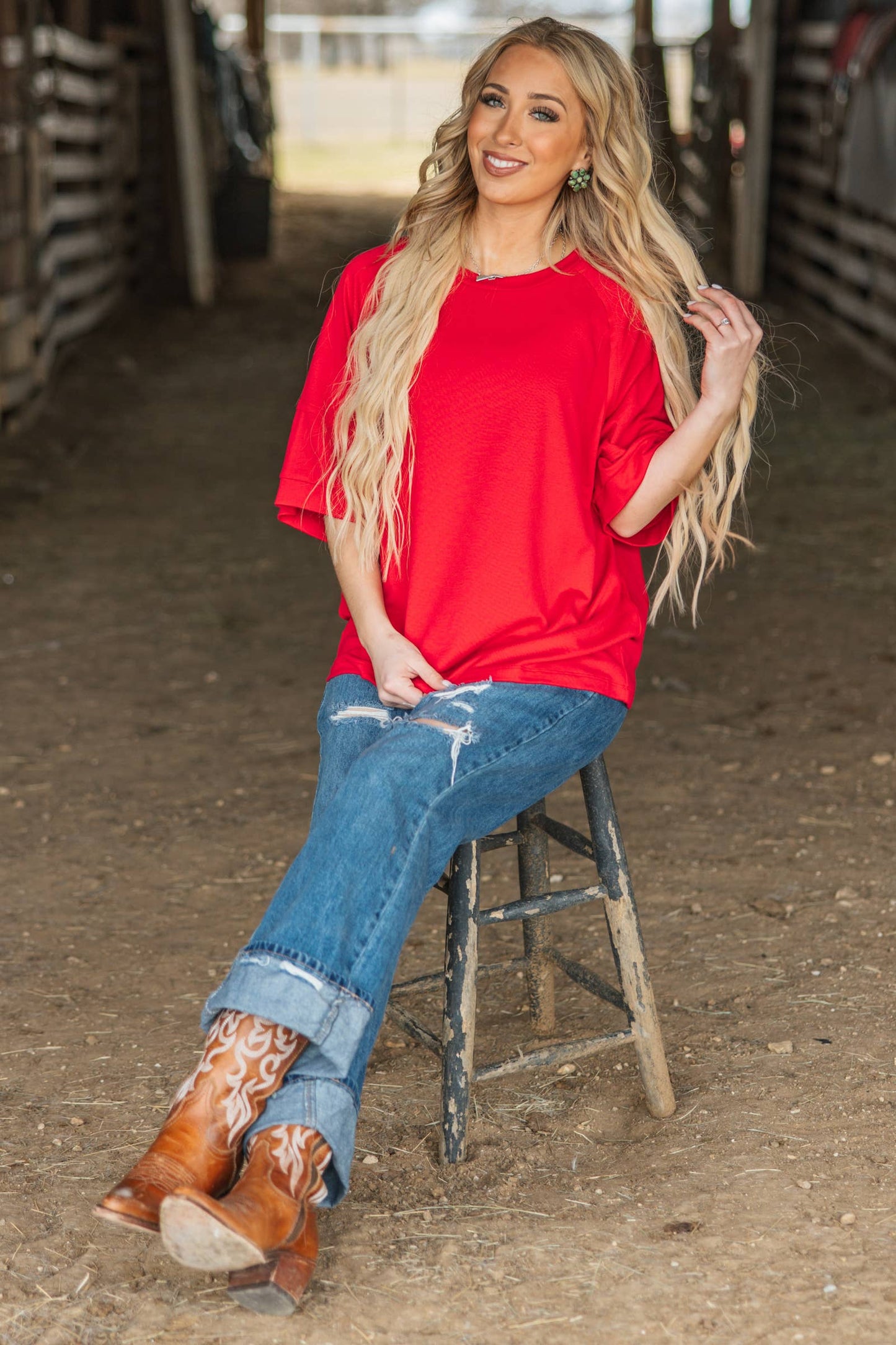 Oversized Relaxed Fit Terry Top: APRICOT SPLASH