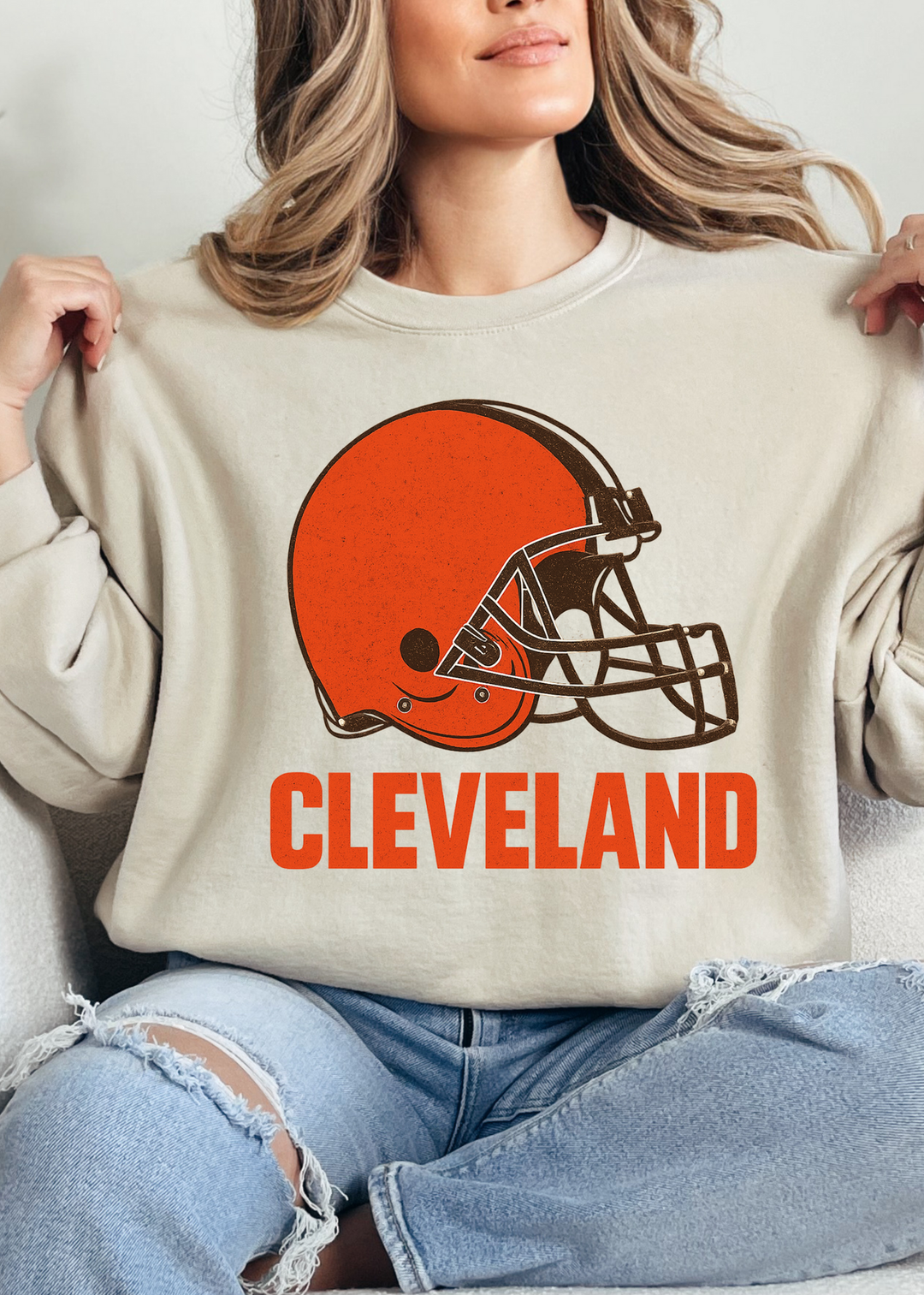 CLEVELAND HELMET GRAPHIC TEE OR PULLOVER