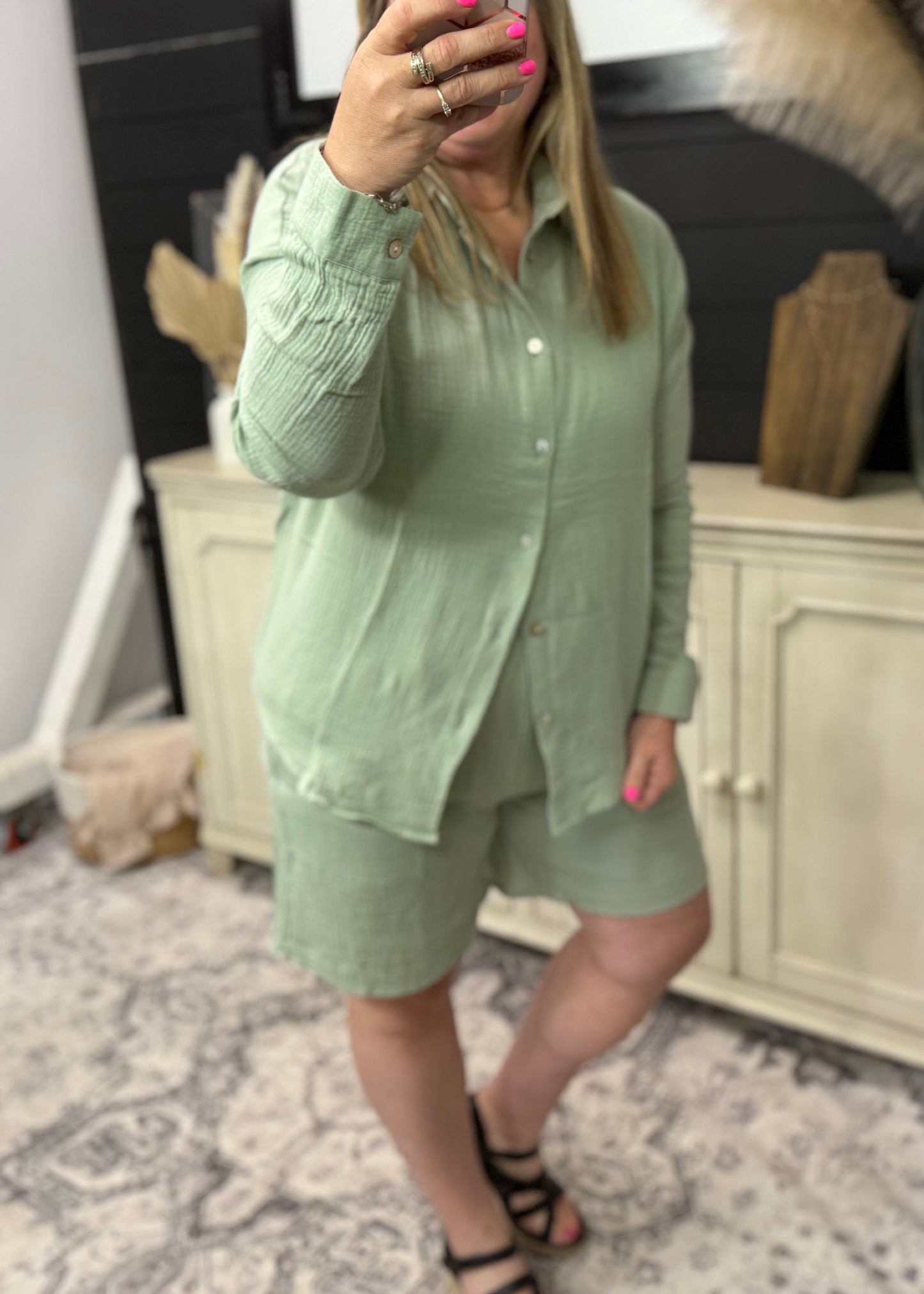 Sage Gauze Shorts