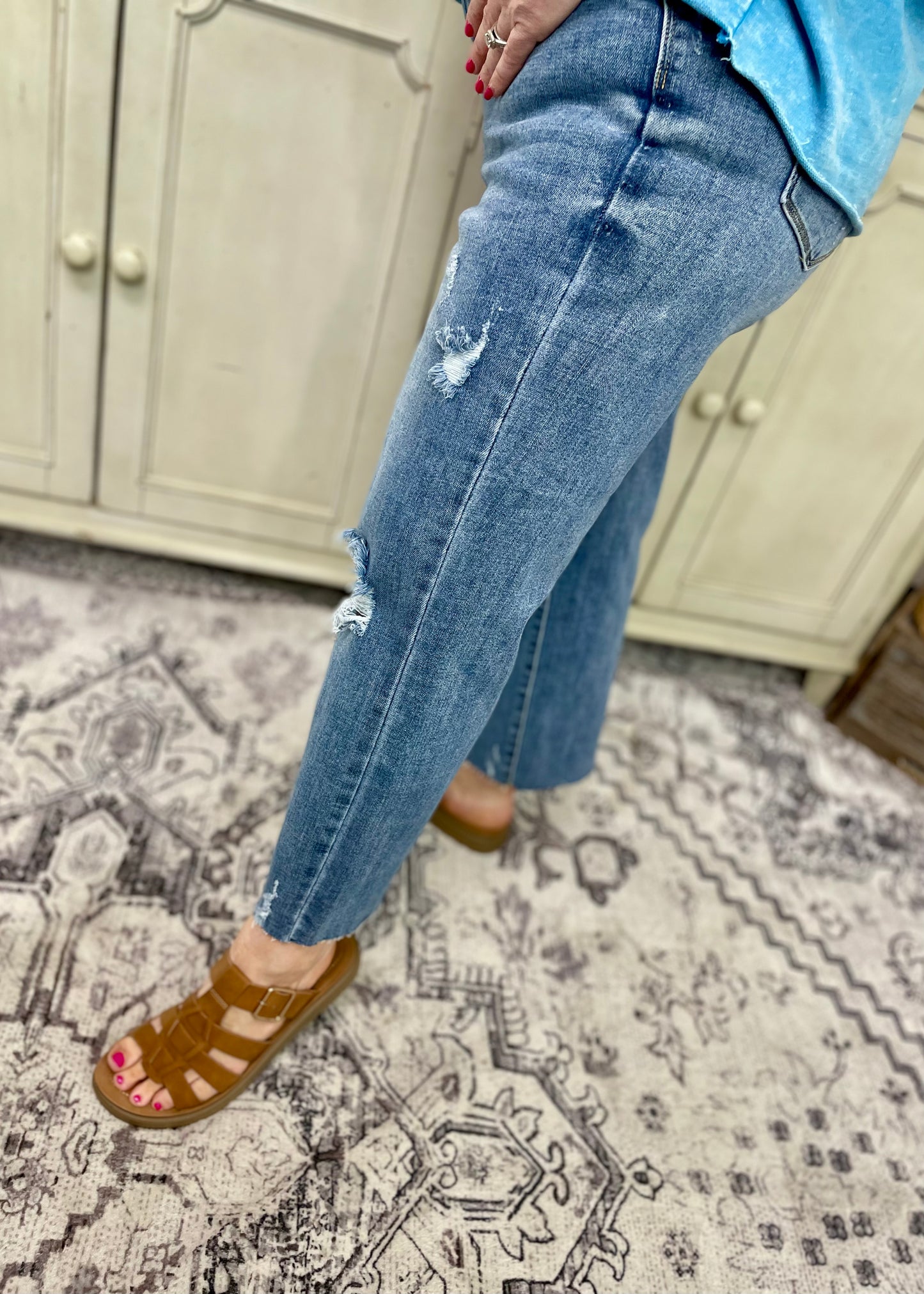Judy Blue JB82256 - High Rise Distressed Wide Leg Crop