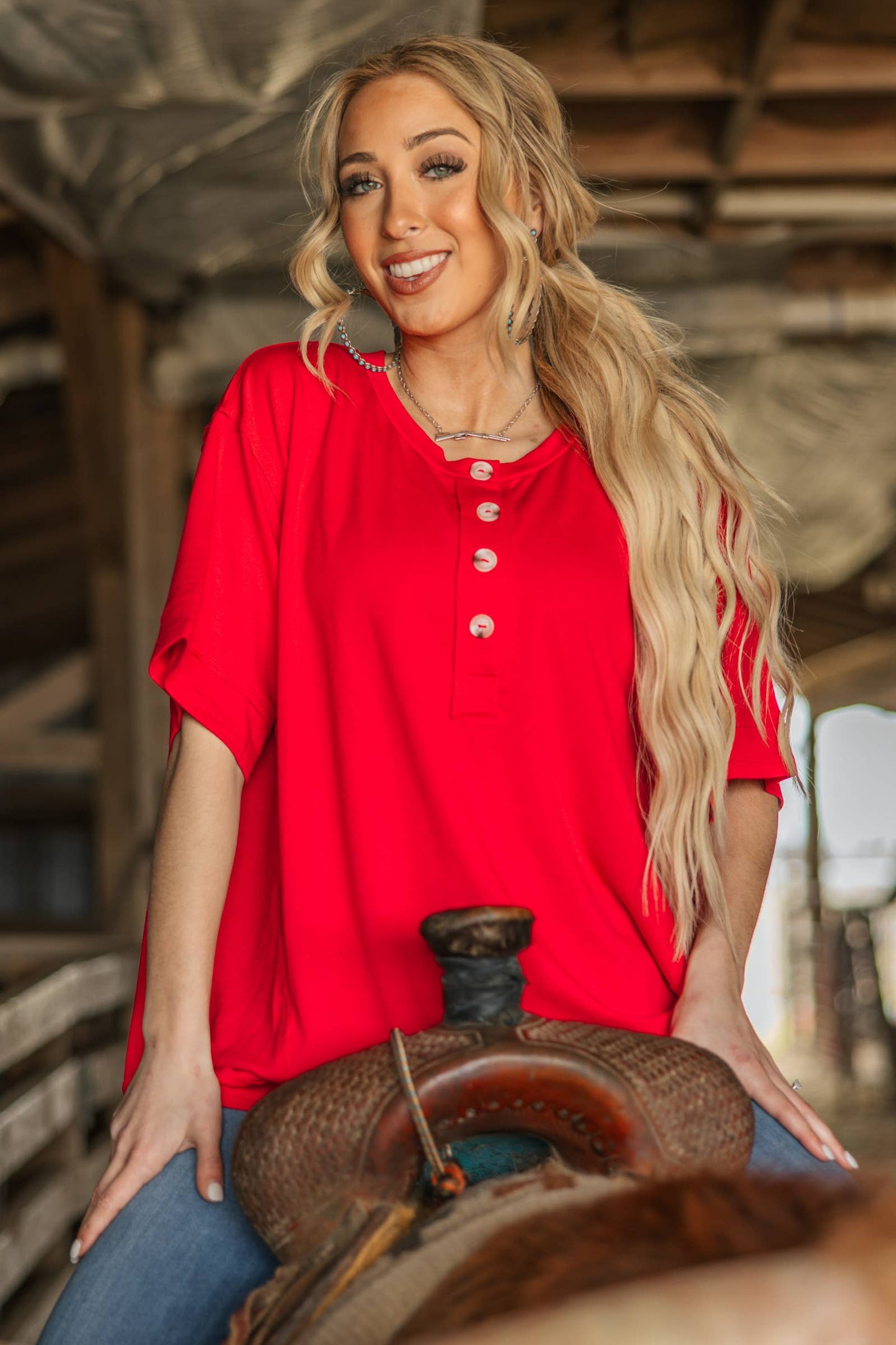 Front Button Detail Terry Cloth Top: LILAC