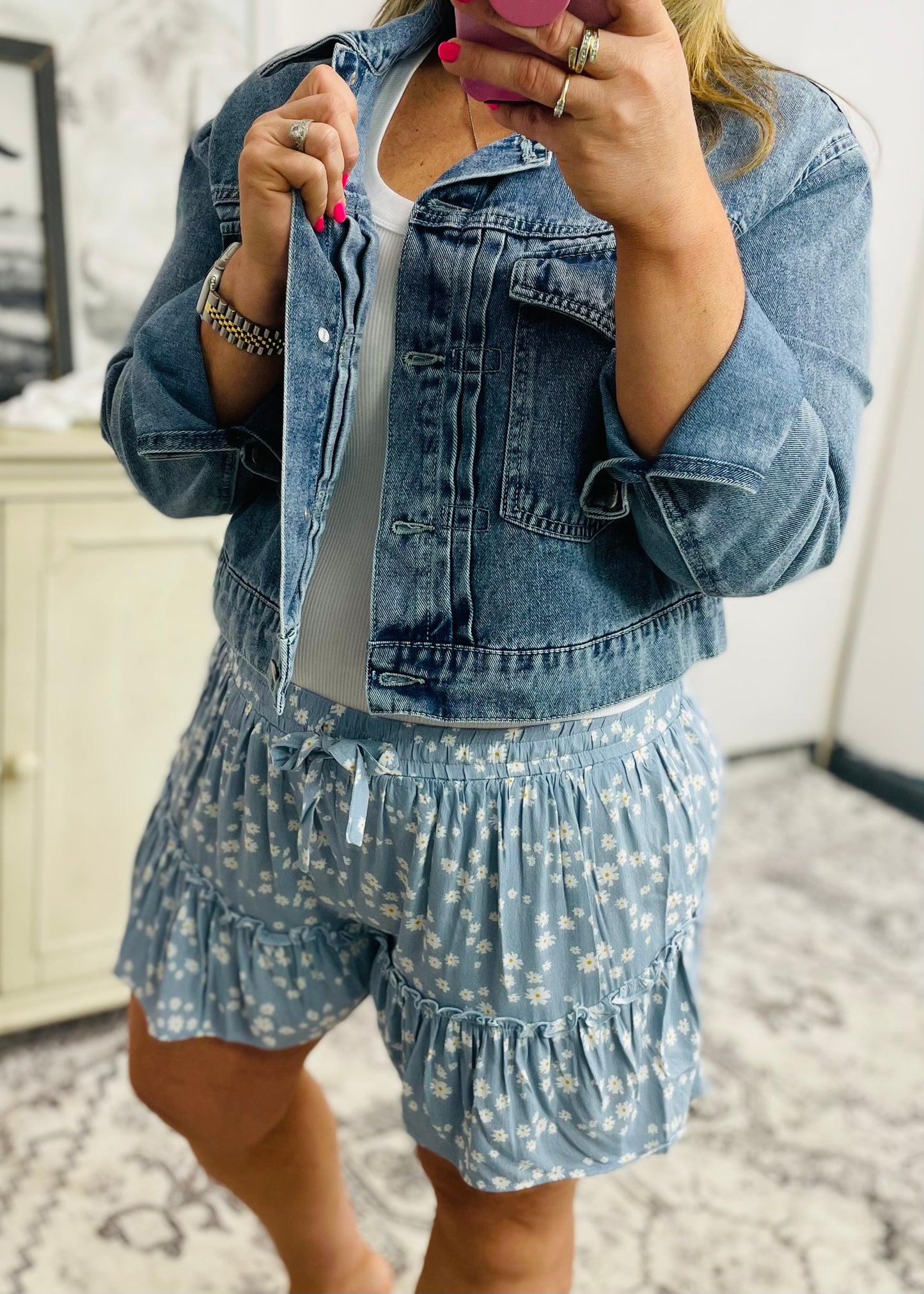 DAISY RUFFLE SHORTS BLUE