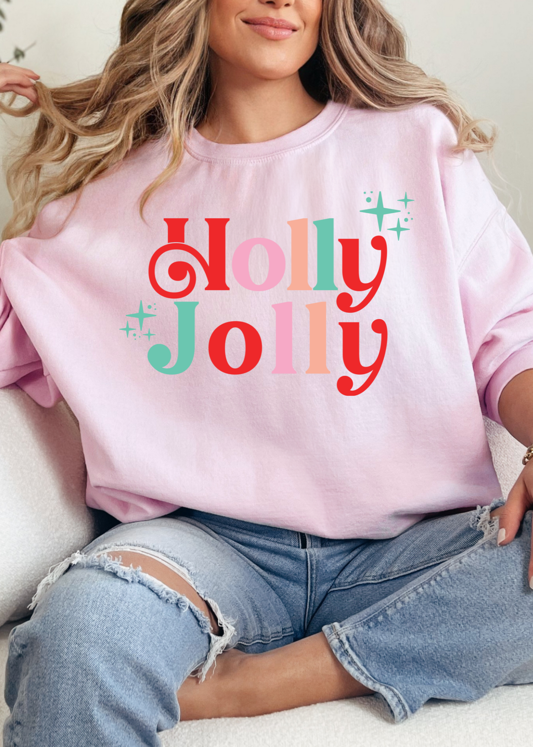 RETRO HOLLY JOLLY TEE OR CREWNECK