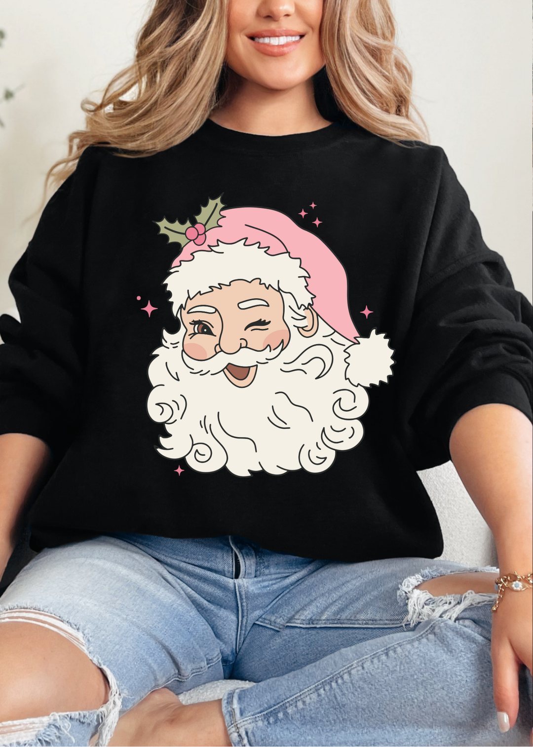 SANTA WINK TEE OR CREWNECK