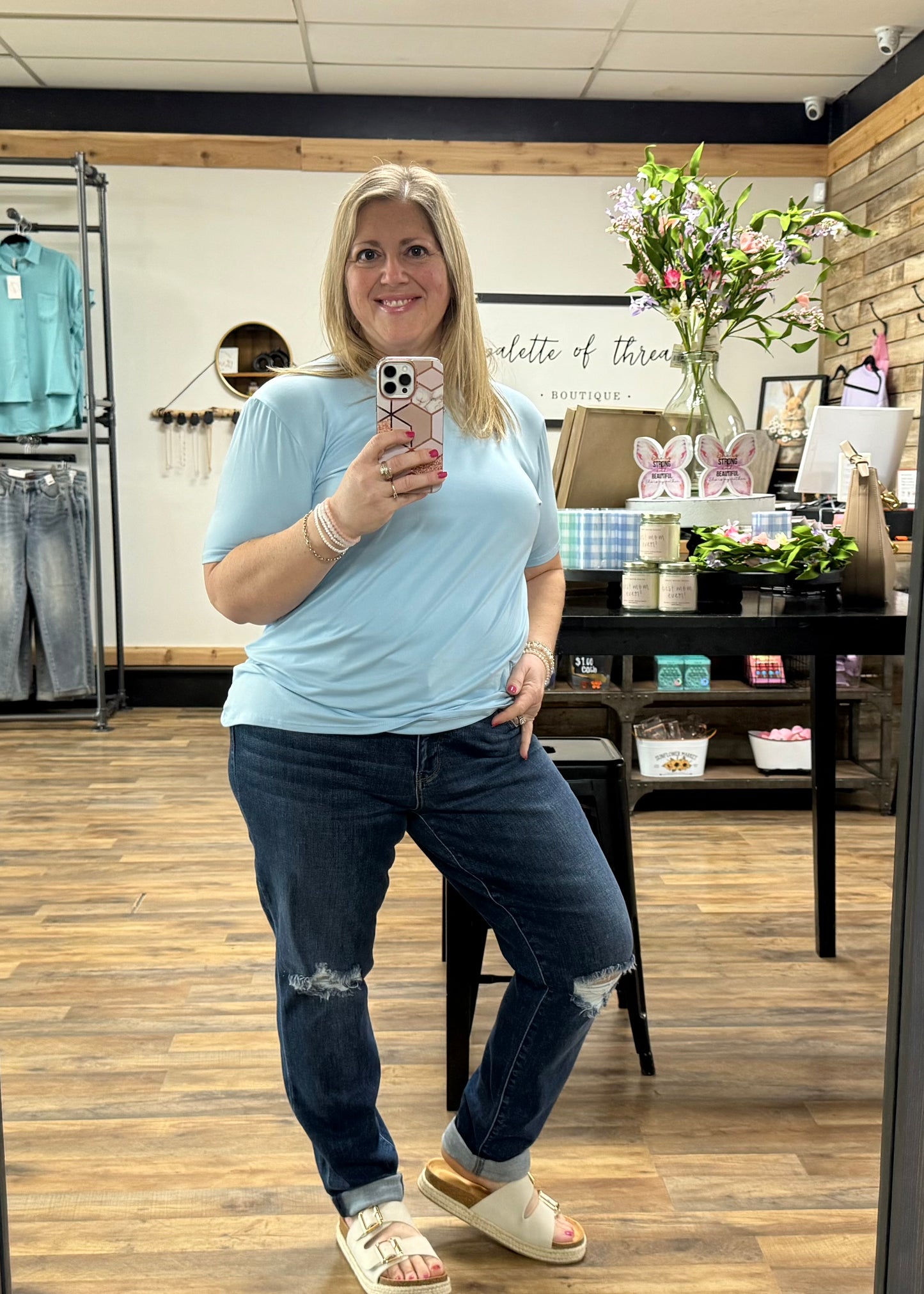 Light Blue Short Sleeve Basic Tee