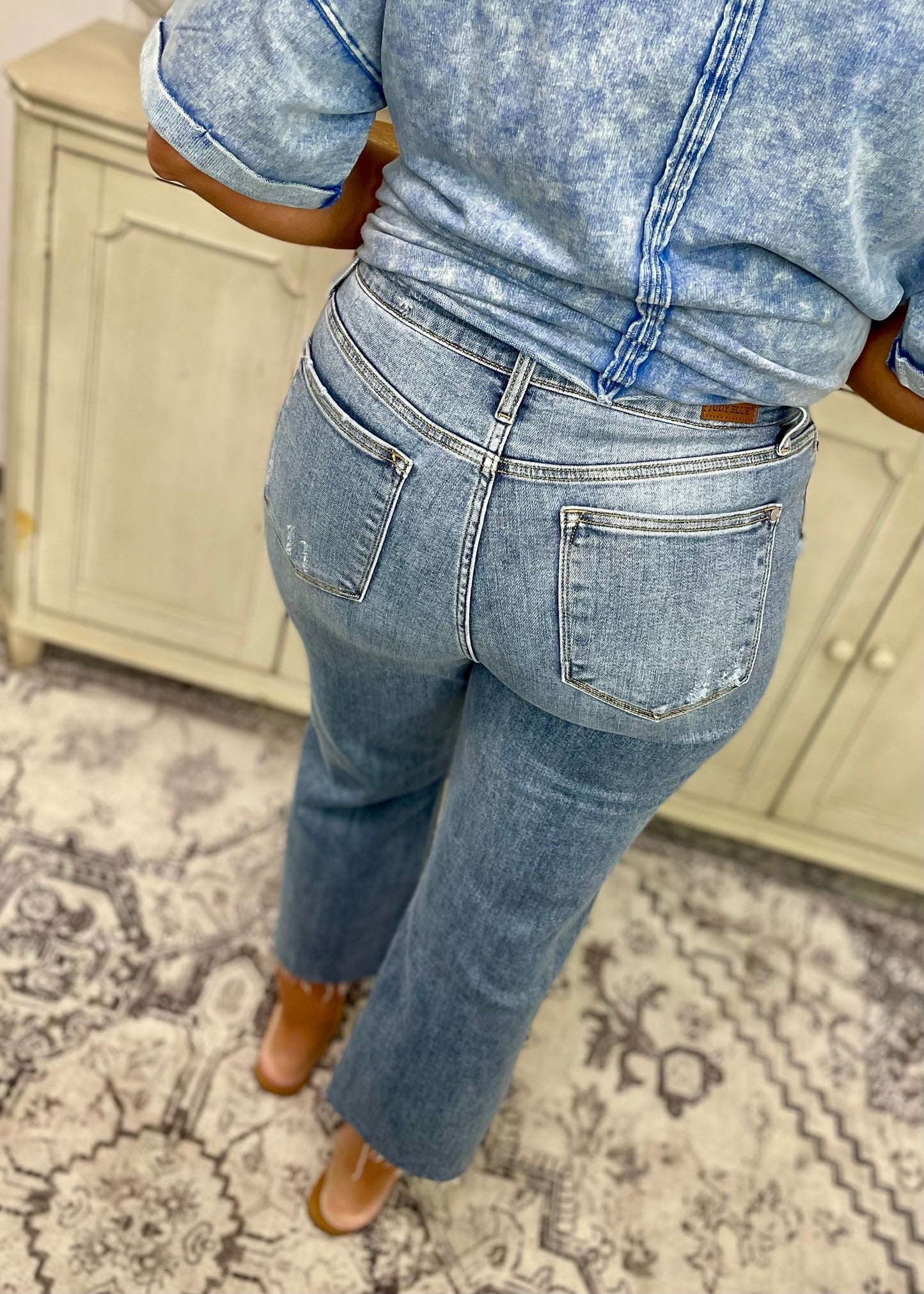 Judy Blue JB82256 - High Rise Distressed Wide Leg Crop