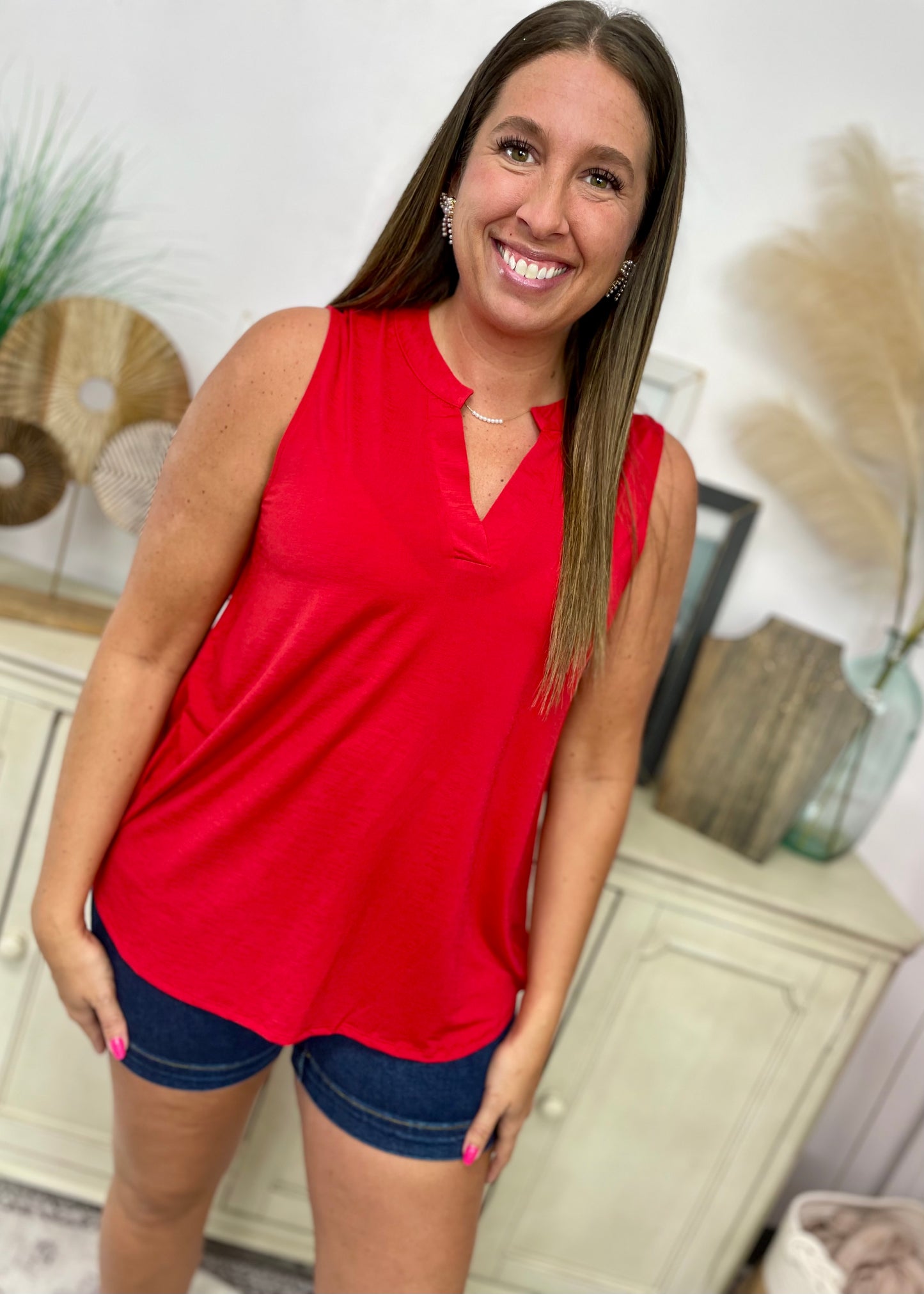Red Sleeveless Tank Top