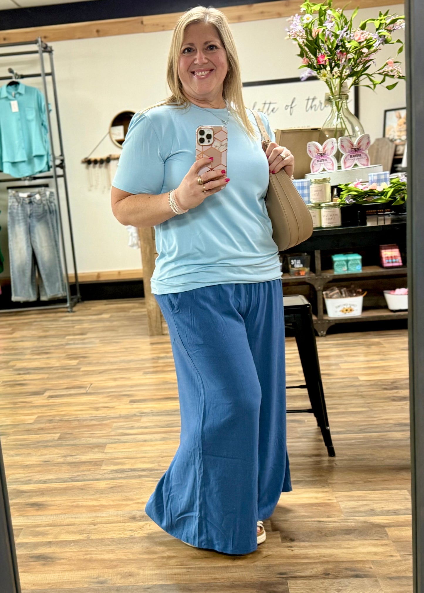Light Blue Short Sleeve Basic Tee