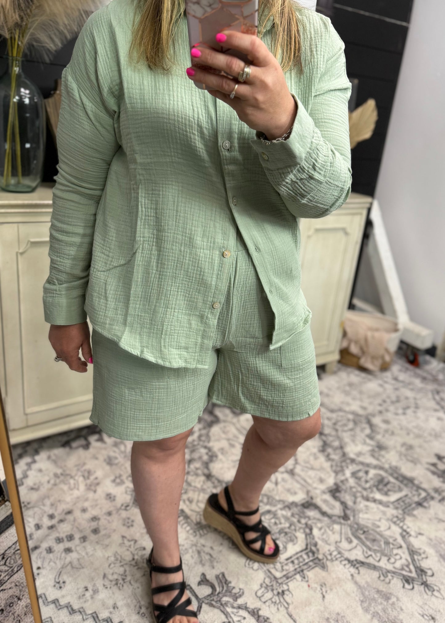 Sage Gauze Shorts
