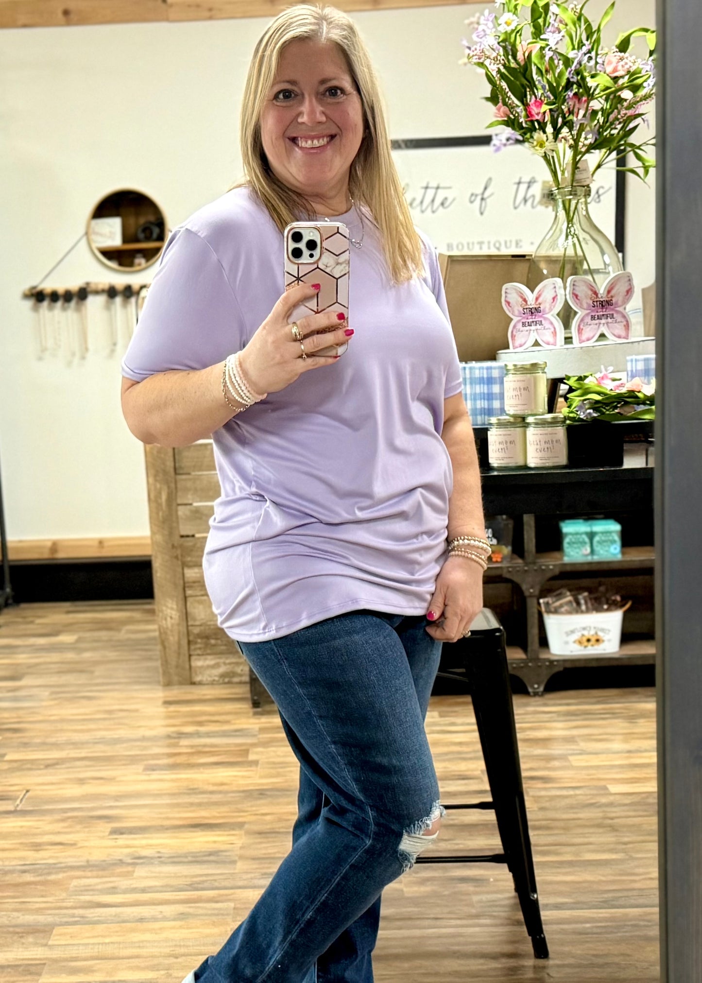 Lavender Short Sleeve Basic Tee