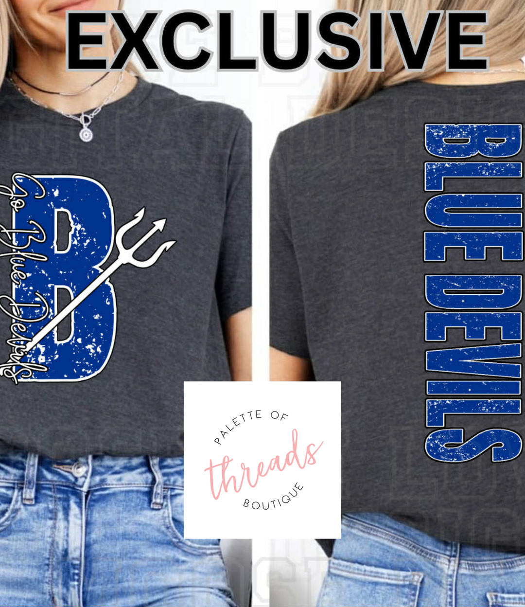Distressed B Front/Back Brookville Graphic Tee - Made to Order