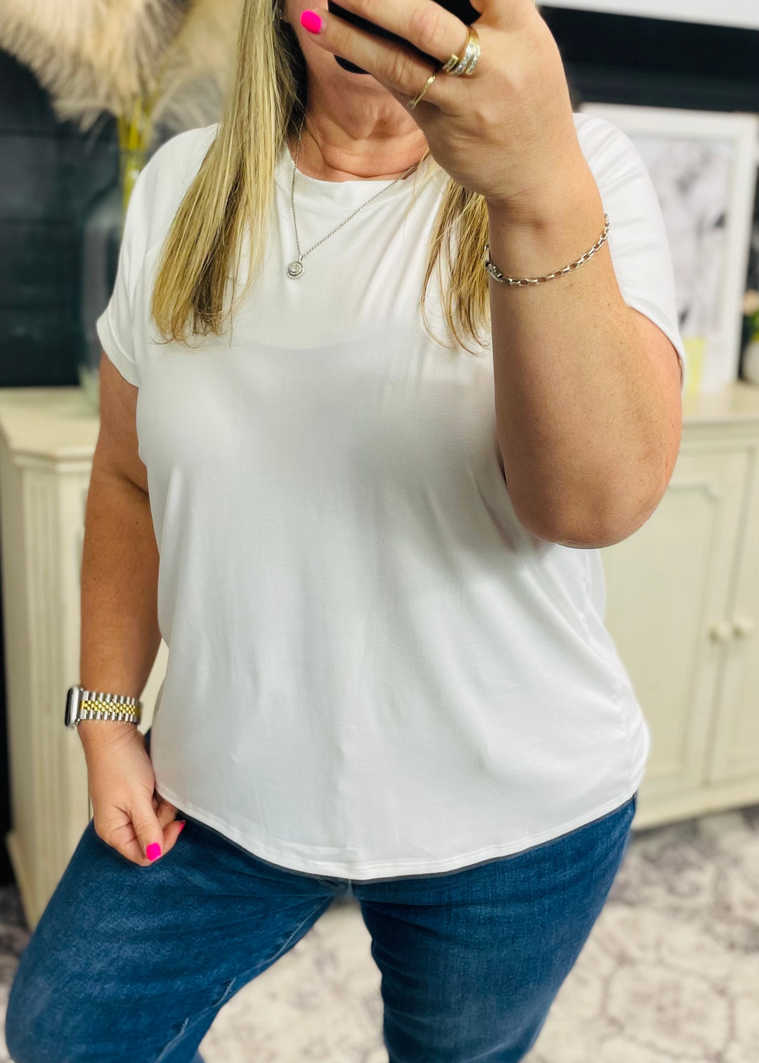 White Short Sleeve Basic Tee