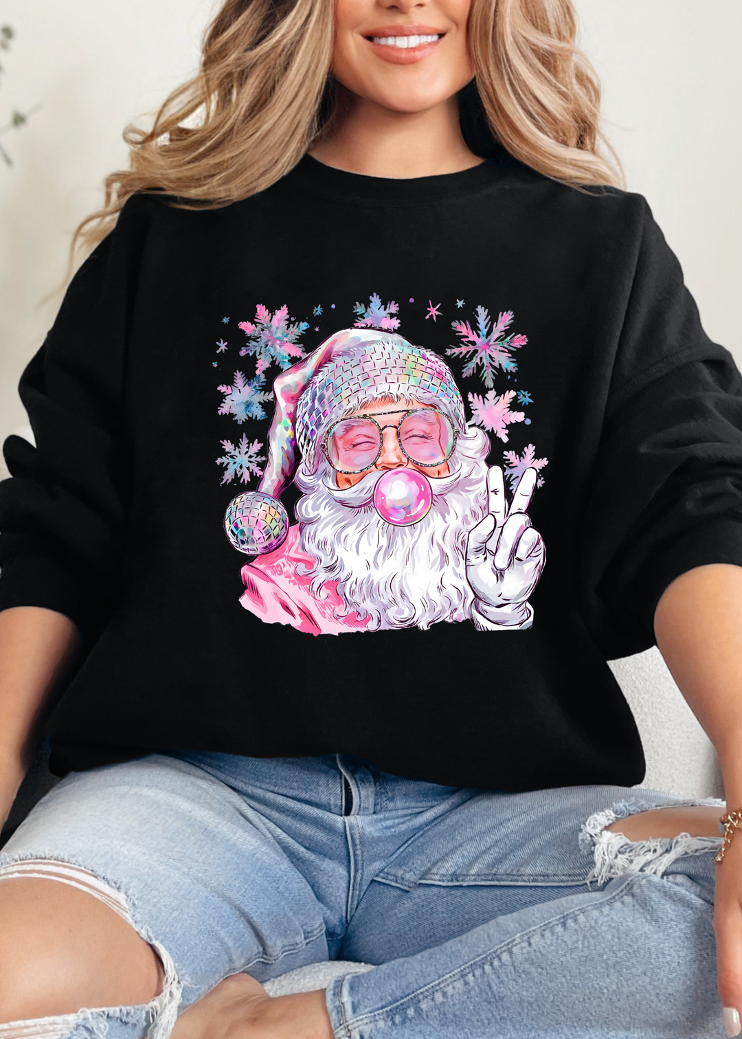 BUBBLE SANTA TEE OR CREWNECK