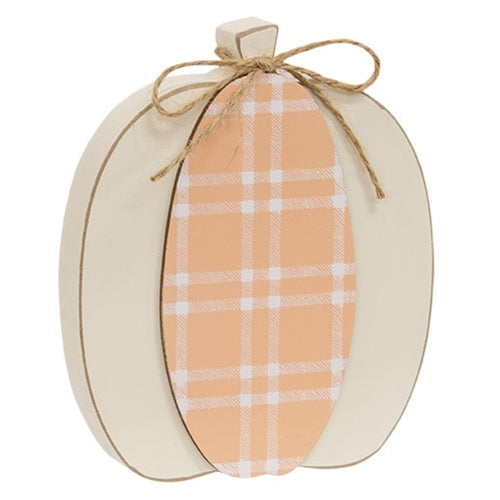 Beige Plaid Pumpkin Sitter