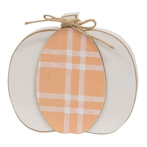 White Plaid Pumpkin Sitter
