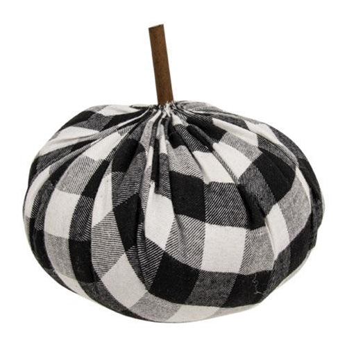 Black & White Buffalo Check Stuffed Pumpkin 6.5"