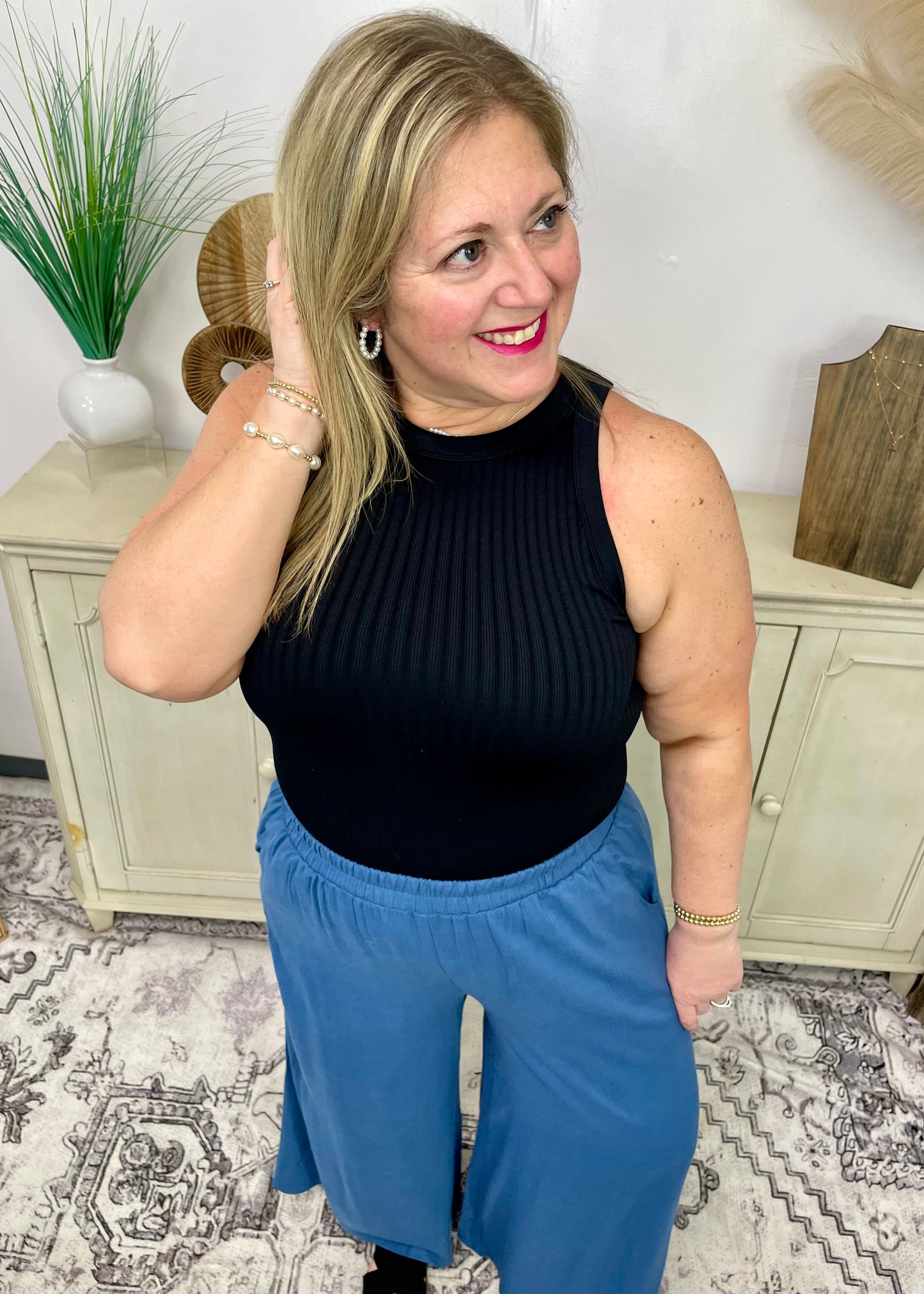 Black Ribbed Tank Top