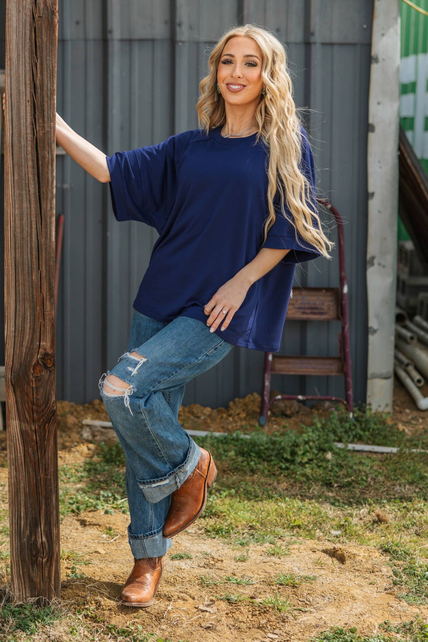Oversized Relaxed Fit Terry Top: APRICOT SPLASH