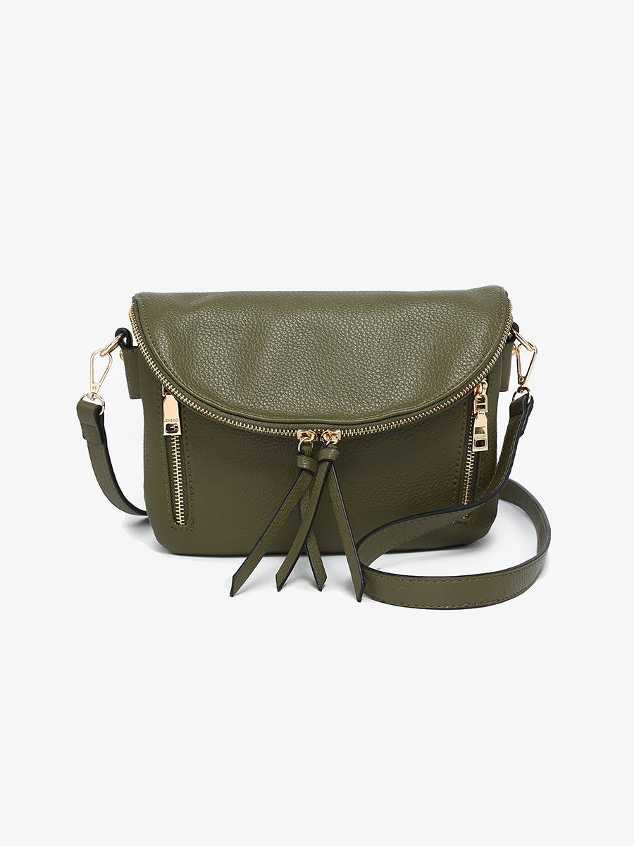 Olive - Aubree Flapover Multi-compartment Crossbody Bag (M2768)