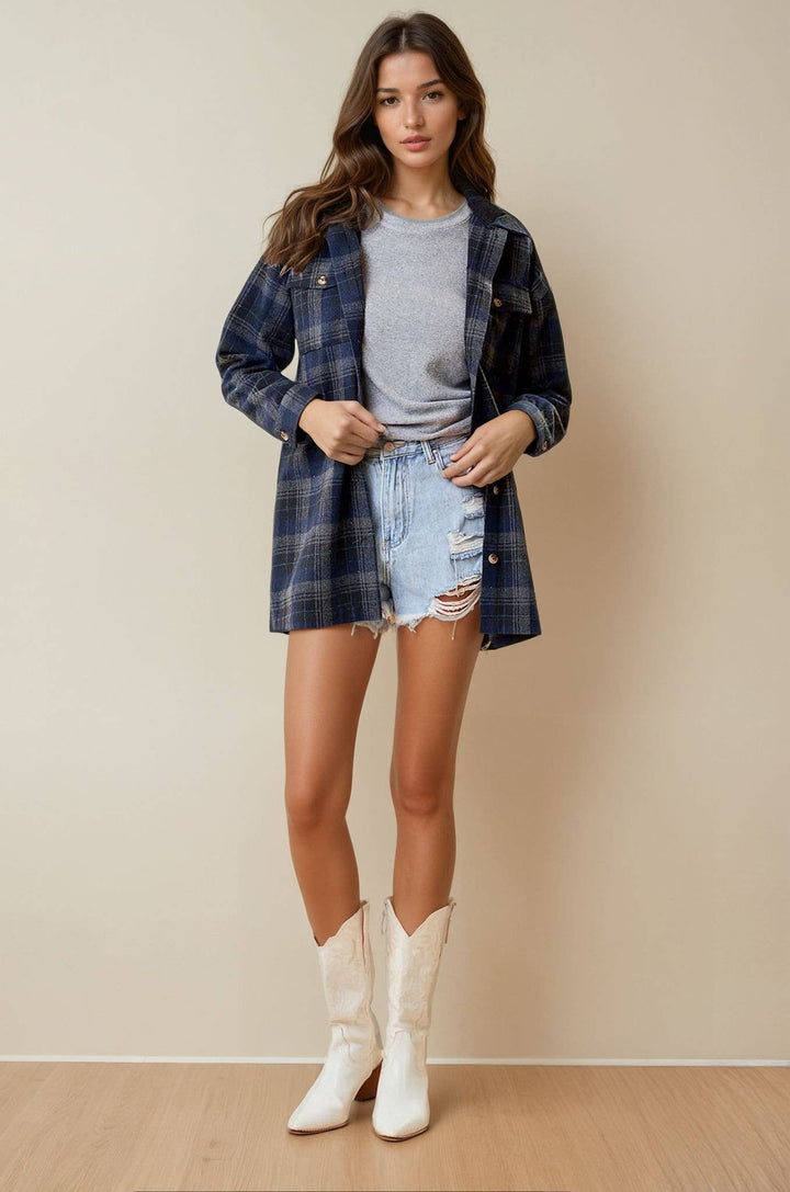 Midnight Campfire Plaid Hooded Jacket