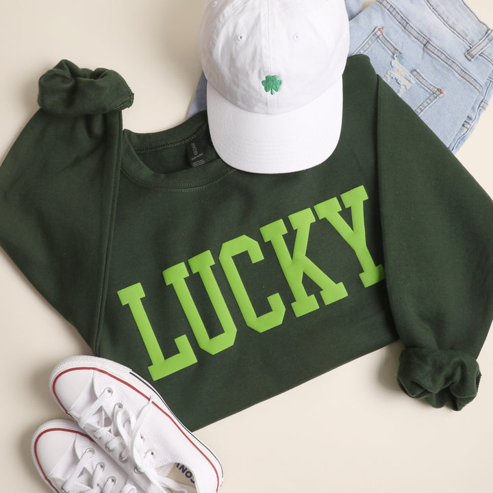 Lucky Puff Print Embroidered Sweatshirt - Ships Feb 3rd