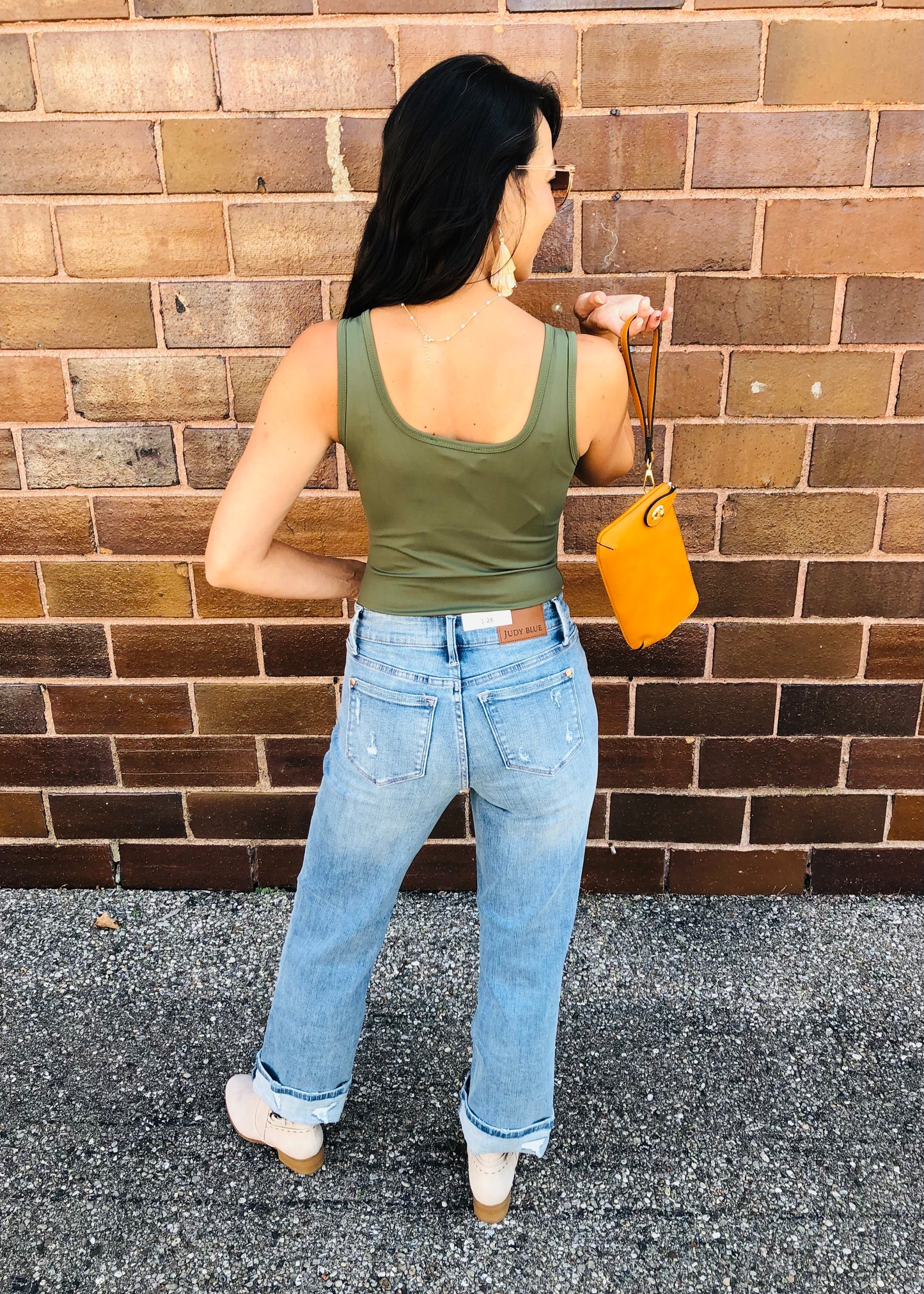 Dark Green - Basic Square Neck Bodysuit