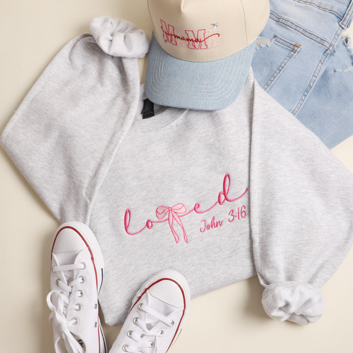 Loved John 3:16 Embroidered Sweatshirt - Ships Jan 16th