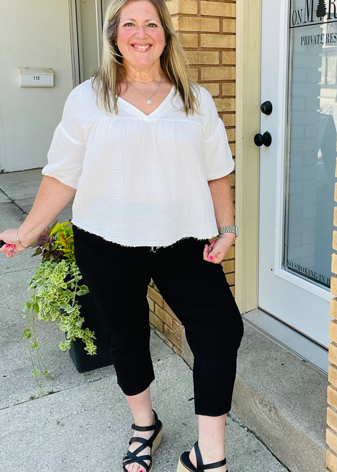 Black Straight Leg Capri