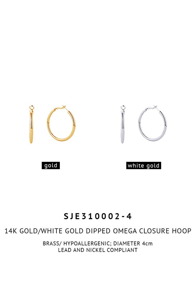 14K Gold Dipped Omega Closure Hoop: Gold / 4cm