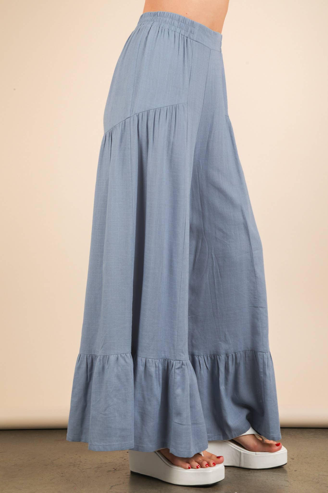 Palazzo Elastic Waist Comfy Pants: SKY